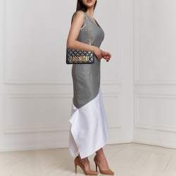 Pre Owned Moschino Black Quilted Leather Logo Flap Shoulder Bag