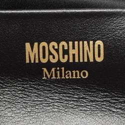 Pre Owned Moschino Black Leather Zip Detail Tote