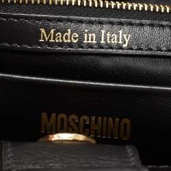 Pre Owned Moschino Black Leather Zip Detail Tote