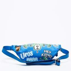 Pre Owned Moschino Blue  Nylon And Leather Belt Bag