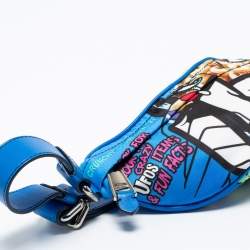 Pre Owned Moschino Blue  Nylon And Leather Belt Bag