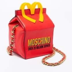 Pre Owned Moschino Red/Yellow Leather McDonald's Happy Meal Shoulder Bag