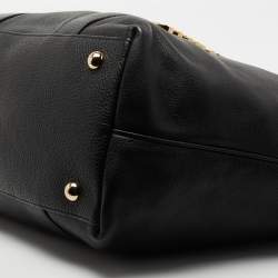 Pre Owned Moschino Black Leather Logo Detail Tote 