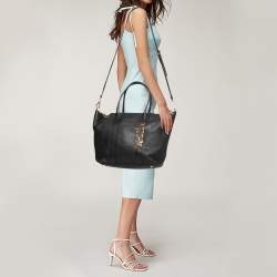 Pre Owned Moschino Black Leather Logo Detail Tote 