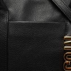 Pre Owned Moschino Black Leather Logo Detail Tote 