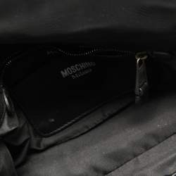 Pre Owned Moschino Black Leather Biker Jacket Cross Body Bag