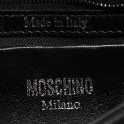 Pre Owned Moschino Black Leather Biker Jacket Cross Body Bag