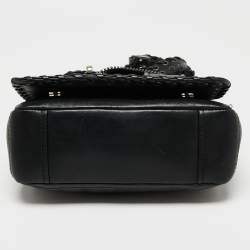 Pre Owned Moschino Black Leather Biker Jacket Cross Body Bag