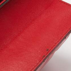 Pre Owned Moschino Red Quilted Leather Logo Flap Shoulder Bag