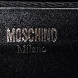 Pre Owned Moschino Black Leather Eyes Capsule Flap Crossbody Bag