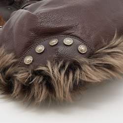 Pre Owned Moschino Brown Leather, Faux Fur, and Mink Studded Hobo