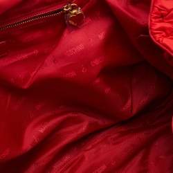 Pre Owned Moschino Red Quilted Fabric Satchel