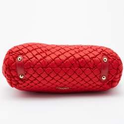 Pre Owned Moschino Red Quilted Fabric Satchel