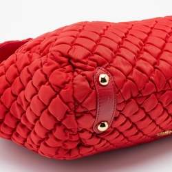 Pre Owned Moschino Red Quilted Fabric Satchel