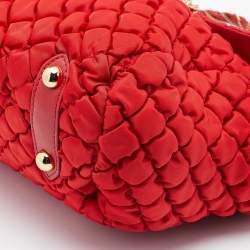 Pre Owned Moschino Red Quilted Fabric Satchel