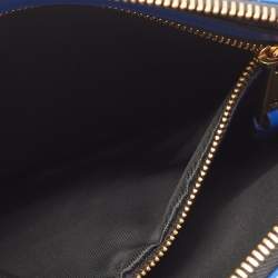 Pre Owned Moschino Blue Teddy Bear Print Nylon Wristlet Pouch