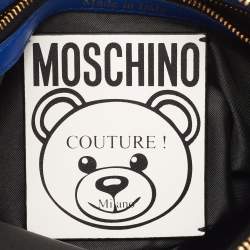 Pre Owned Moschino Blue Teddy Bear Print Nylon Wristlet Pouch