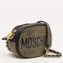 Moschino Black Studded Leather Crossbody Bag