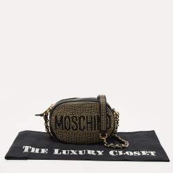 Moschino Black Studded Leather Crossbody Bag