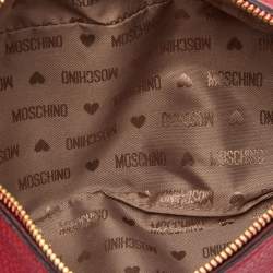 Pre Owned Moschino Red Leather Logo Belt Bag