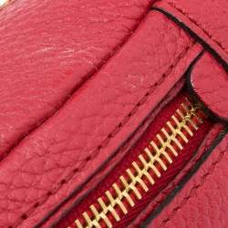Pre Owned Moschino Red Leather Logo Belt Bag