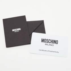 Pre Owned Moschino Green Leather Logo Drawstring Bucket Bag   