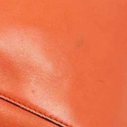 Pre Owned Moschino Orange Leather Limited Edition Logo Flap Crossbody Bag