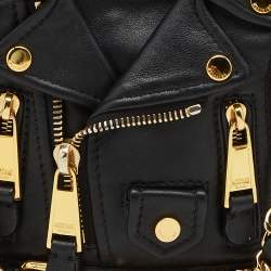 Moschino Black Leather Capsule Biker Jacket Shoulder Bag