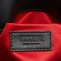 Moschino Black Quilted Leather Faux Pearl Embellished Flap Shoulder Bag