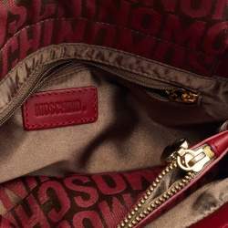Moschino Red/Beige Signature Canvas and Leather Bag