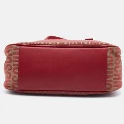 Moschino Red/Beige Signature Canvas and Leather Bag