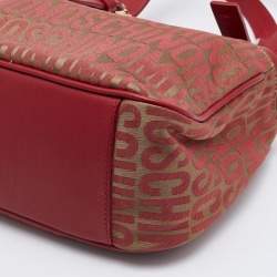 Moschino Red/Beige Signature Canvas and Leather Bag