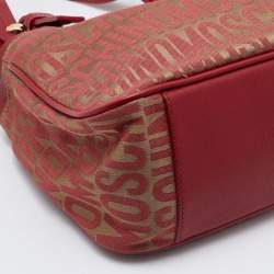 Moschino Red/Beige Signature Canvas and Leather Bag