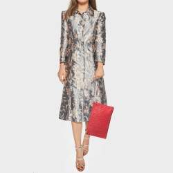 Pre Owned Moschino Red Embroidered Logo Leather Wristlet Clutch