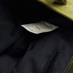 Pre Owned Moschino Two Tone Green Alcantara Embroidered Flowers Hobo