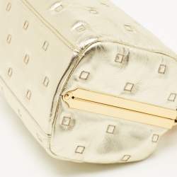 Pre Owned Moschino Gold Quilted Leather Inside Out Boston Bag