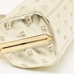 Pre Owned Moschino Gold Quilted Leather Inside Out Boston Bag