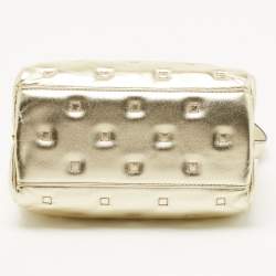Pre Owned Moschino Gold Quilted Leather Inside Out Boston Bag