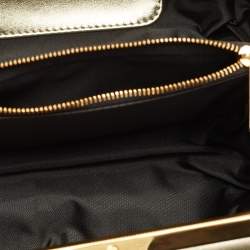 Pre Owned Moschino Gold Quilted Leather Inside Out Boston Bag