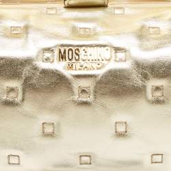 Pre Owned Moschino Gold Quilted Leather Inside Out Boston Bag