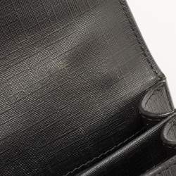 Pre Owned Moschino Black Leather Teddy Bear Tab Crossbody Bag