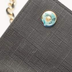 Pre Owned Moschino Black Leather Teddy Bear Tab Crossbody Bag