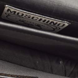 Pre Owned Moschino Black Leather Teddy Bear Tab Crossbody Bag