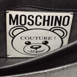 Pre Owned Moschino Black Leather Teddy Bear Tab Crossbody Bag