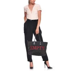 Moschino Black Signature Canvas and Leather Shopper Tote