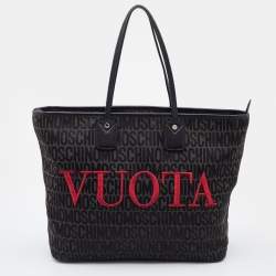 Moschino Black Signature Canvas and Leather Shopper Tote