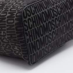 Moschino Black Signature Canvas and Leather Shopper Tote