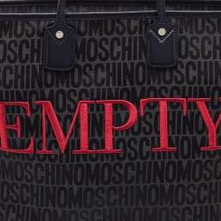 Moschino Black Signature Canvas and Leather Shopper Tote