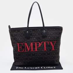 Moschino Black Signature Canvas and Leather Shopper Tote