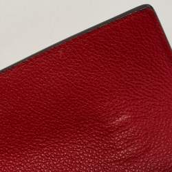 Pre Owned Moschino Red Leather Heart Clasp Flap Top Handle Bag